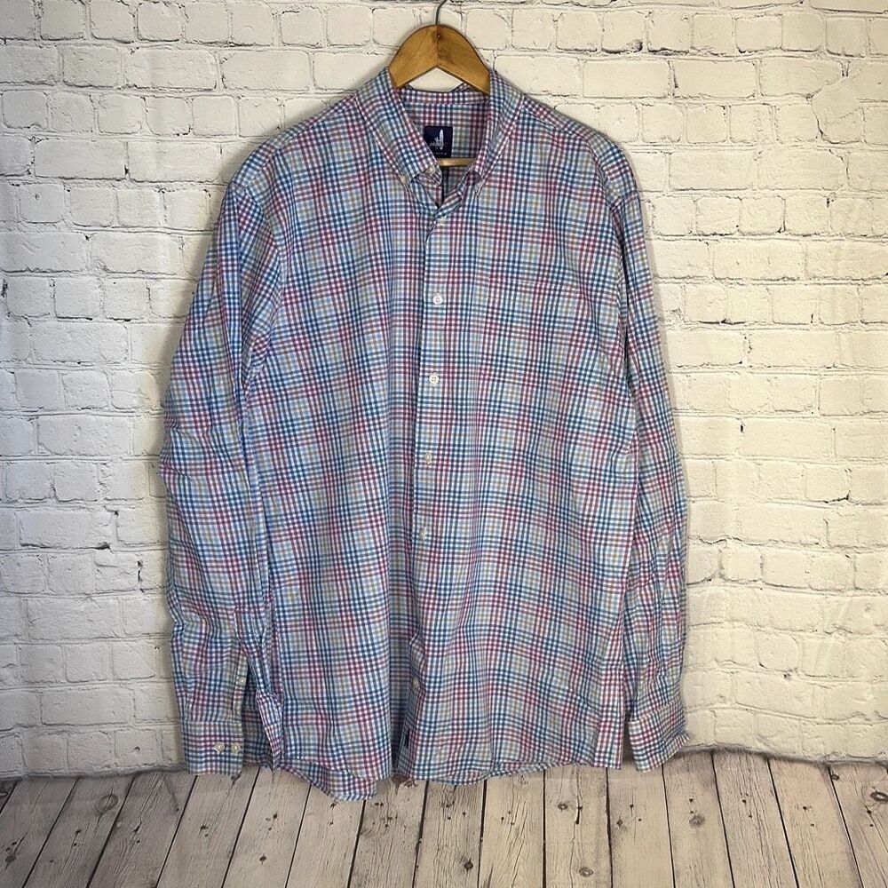 Johnnie O Monaco Button‎ Down Blue Plaid Shirt Size XL XL JMWL3180